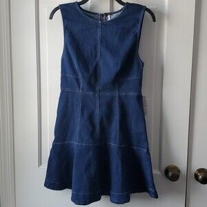 NWT FREE PEOPLE ALEX DENIM DRESS JUMPER SIZE 6 DARK WASH STRETCH STYLE F…